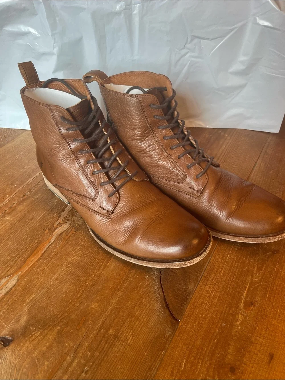 Frye Men's Phillip Lace Up Boots Cognac Leather Size 10.5D 3487883-COG
